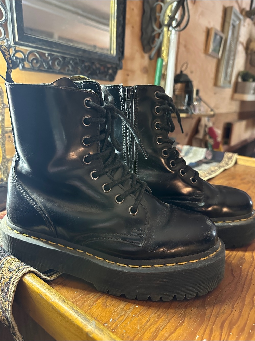 Dr. Martens Black Lace-Up Platform Combat Boots